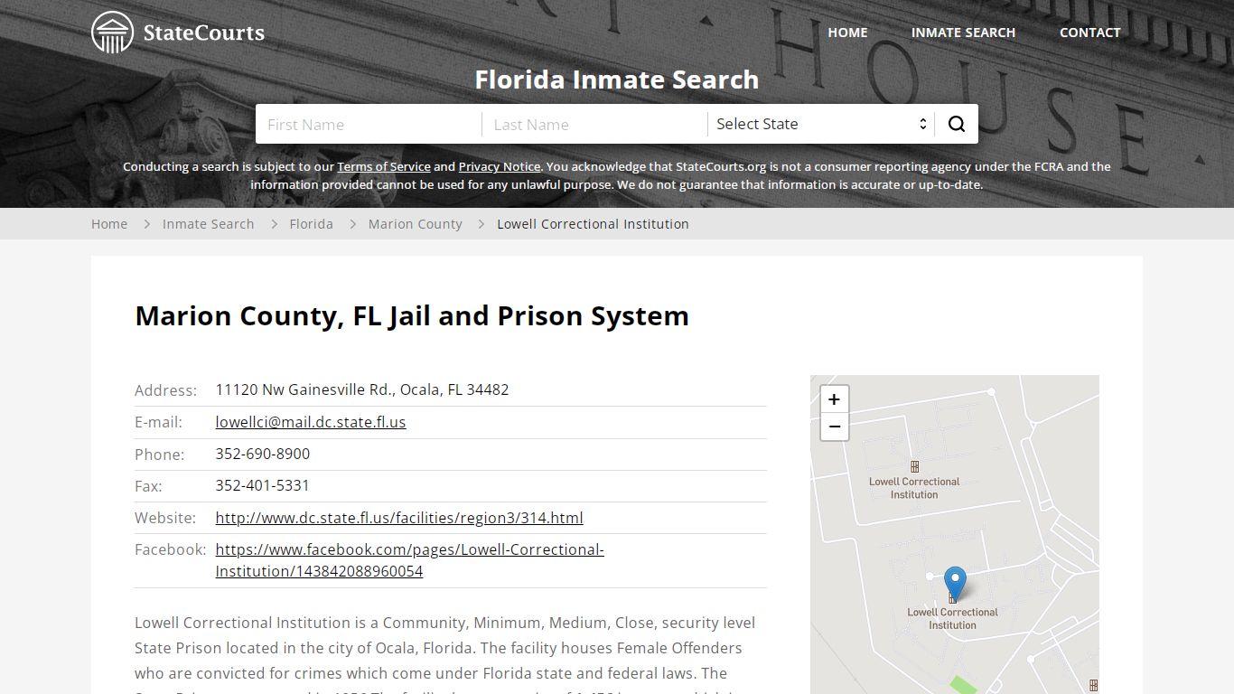 Lowell Correctional Institution Inmate Records Search, Florida ...